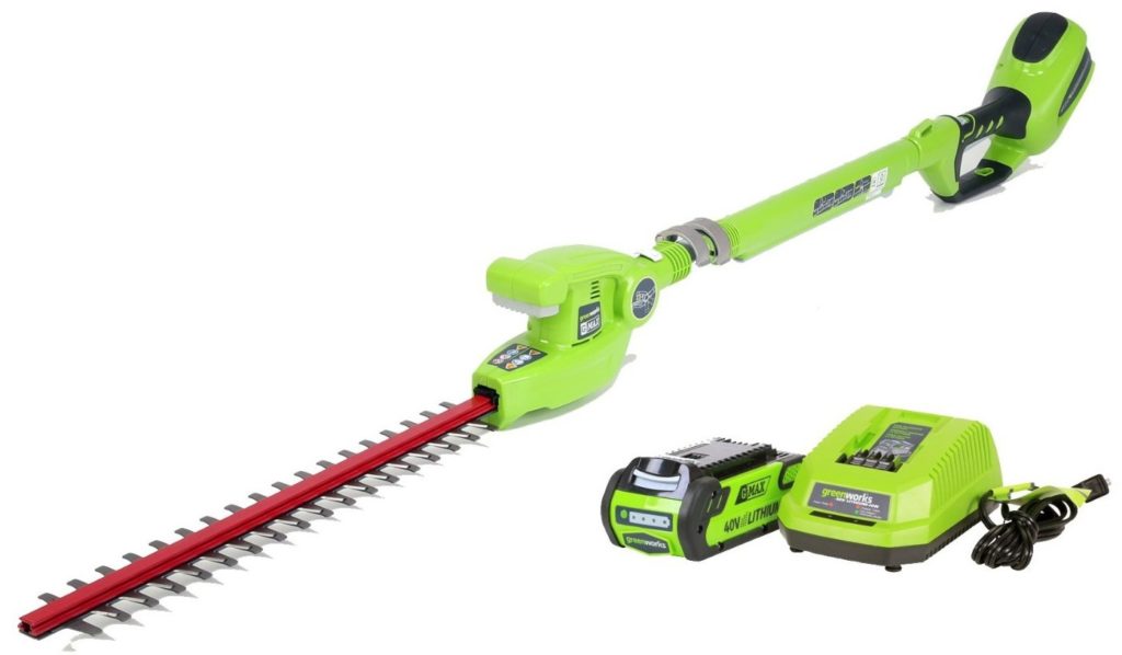 GreenWorks-22272 G MAX 40 V 20 Inch Cordless Pole Hedge Trimmer (2 Ah Battery, Charger Included)